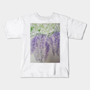 Purple watercolour wisteria painting Kids T-Shirt